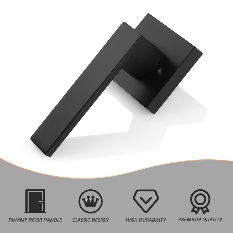 Probrico 6 Pack Door Lever Dummy Lever Door Handle for Closets French Doors,Square Dummy Door Lever,Non-Turning Single Side Pull with Black Finish,Easy Installation Pull Only Lever Set - Image 5